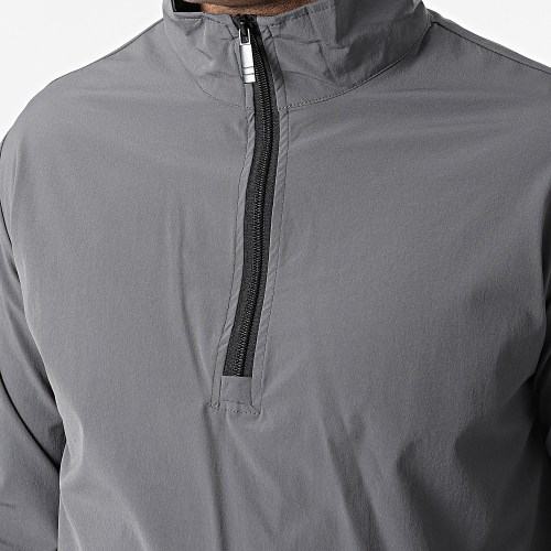 Ensemble De Survetement Veste Col Zippé Pantalon Jogging Gris Anthracite