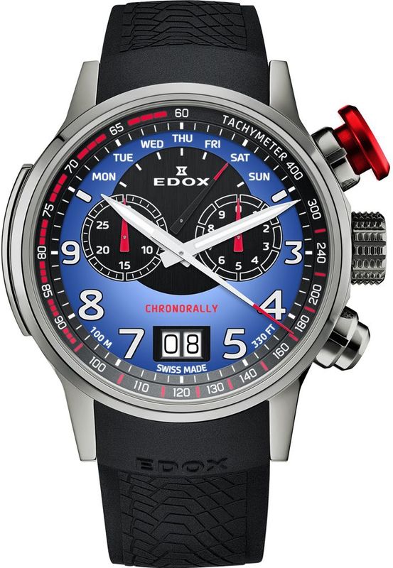 Edox - EDOX 38001-TINR-BUDN Chronorally Limited Edition - Herenhorloge - Zilver - Staal - 48 mm