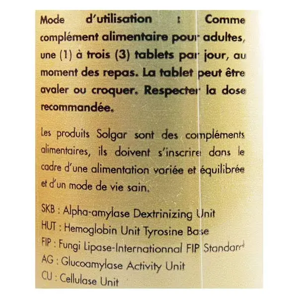 Solgar Vegetarian Digestive Enzymes 50 comprimés à croquer