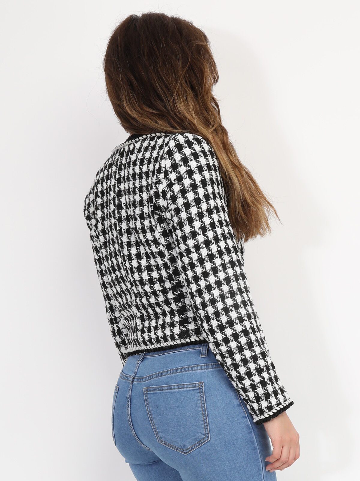 Veste en tweed pied-de-poule- Noir et Blanc