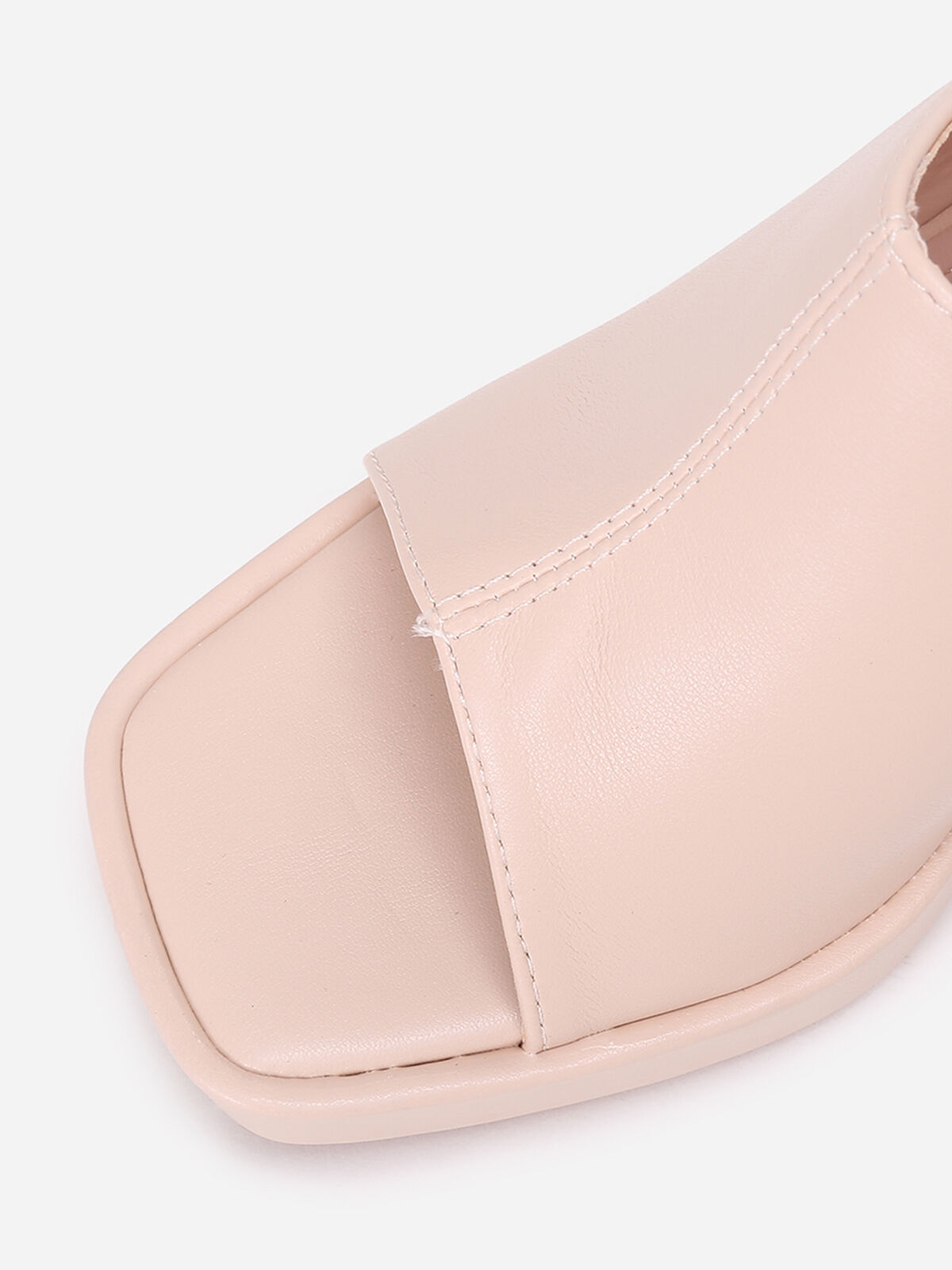 Mules plateformes à talon trapèze- Beige