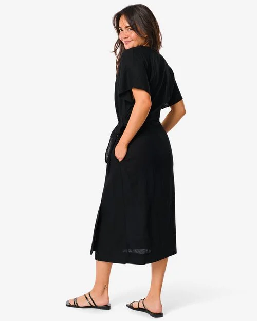 robe portefeuille femme Raiza avec lin noir