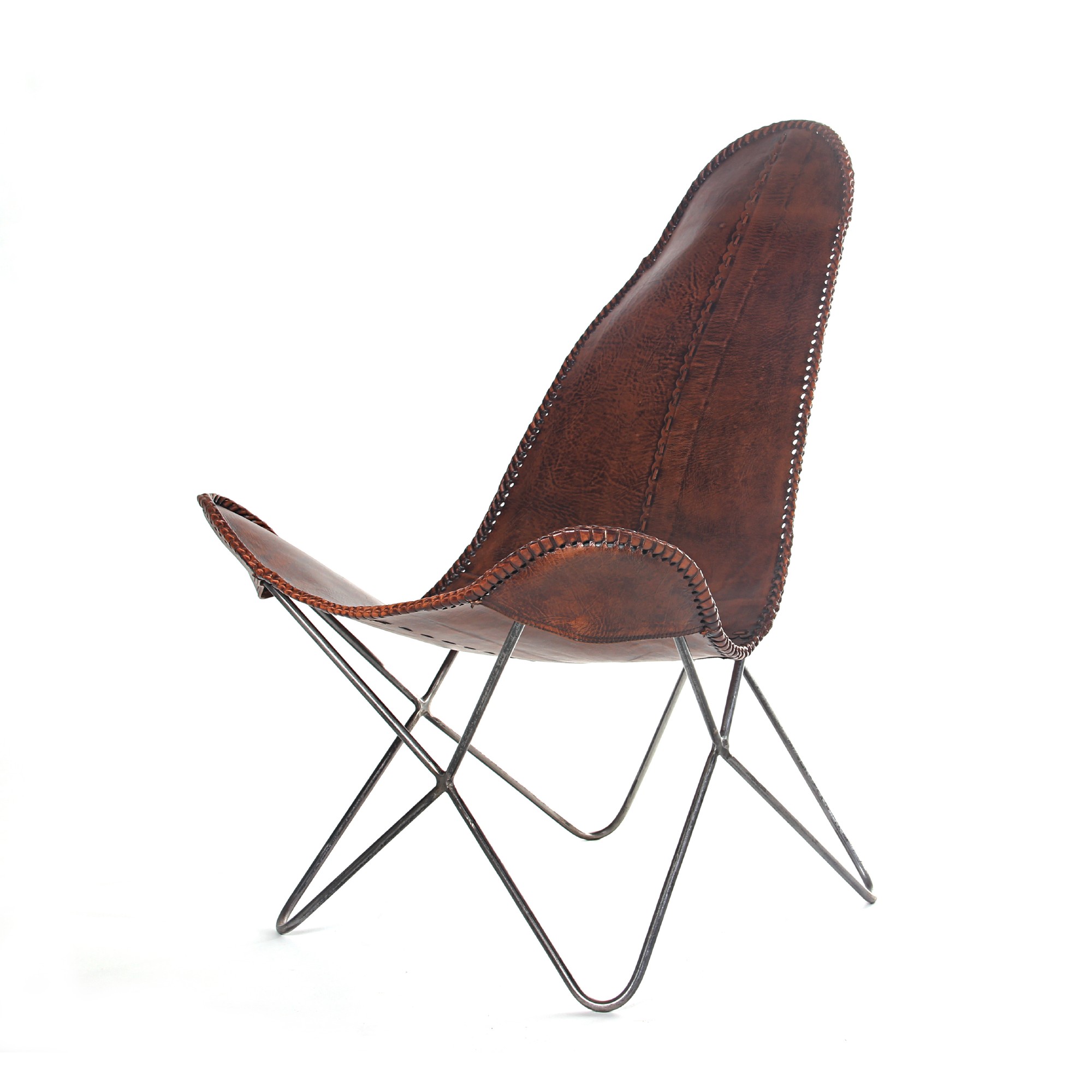 Lounger 'Nick', cognac, vernickelt, T 69 cm, B 83 cm, H 100 cm von fischer's lagerhaus