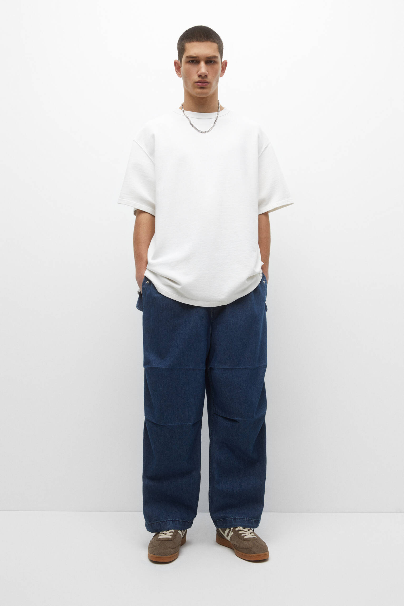 CALÇA JEANS PARACHUTE - AZUL MÉDIO