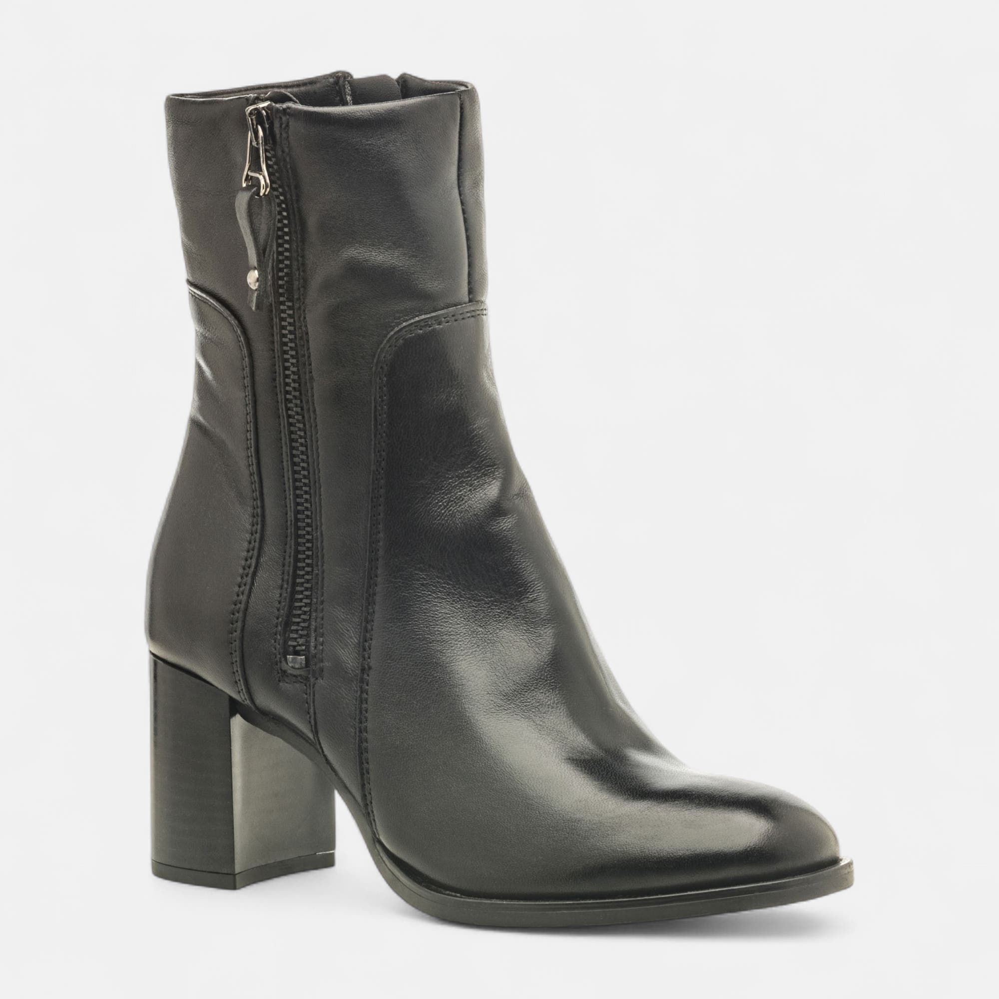 Bottines à talon Femme en cuir noir