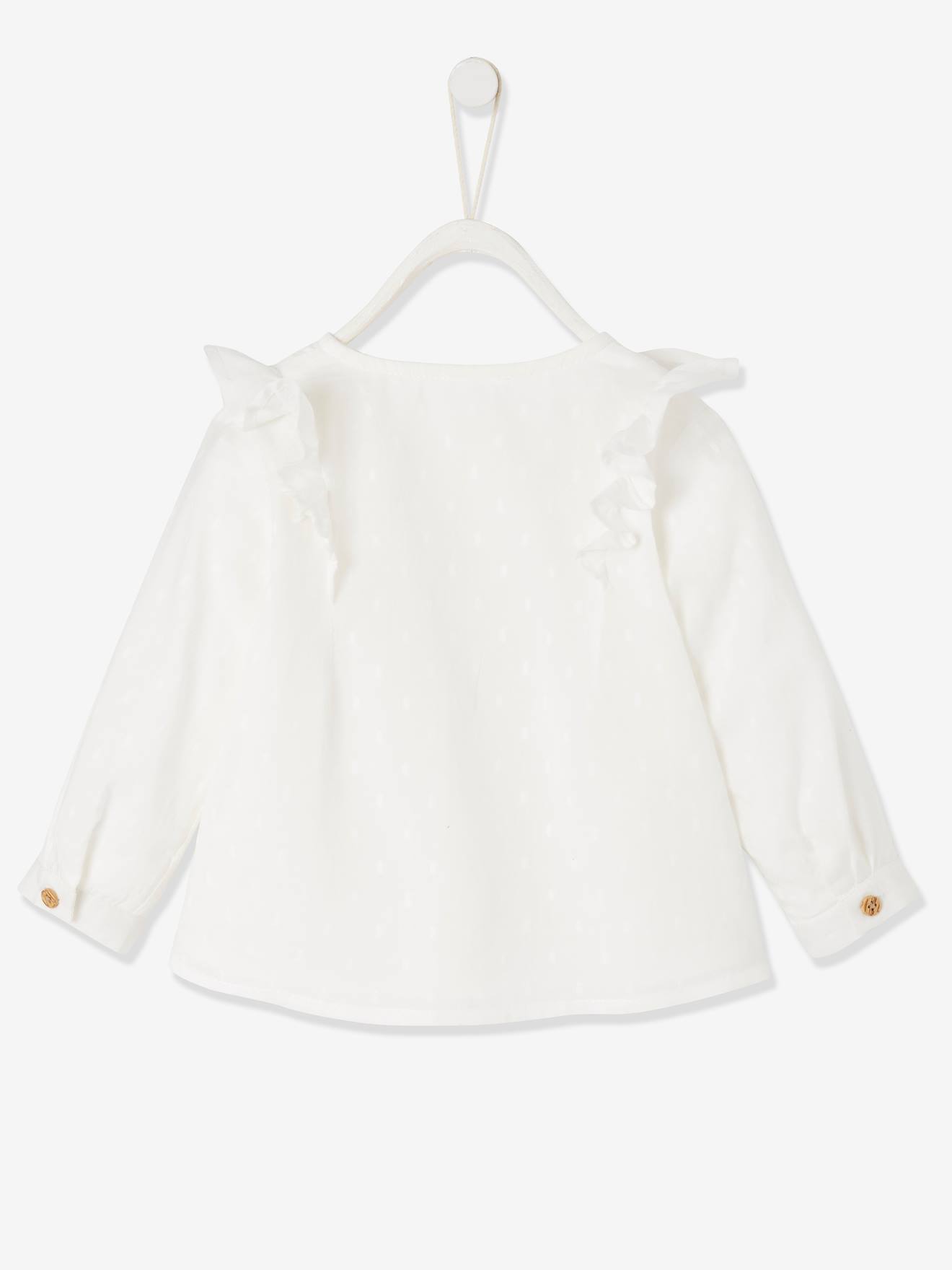 Blusa branca lisa e clara com babado para bebê menina