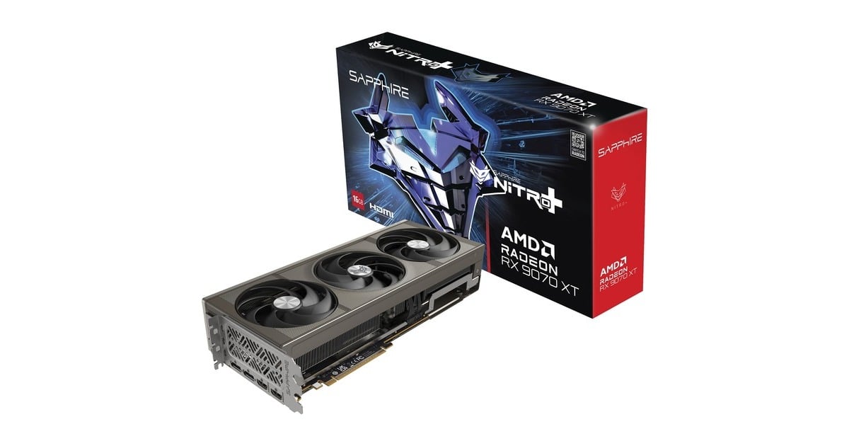 SAPPHIRERadeon RX 9070 XT Nitro+ Gaming OC grafische kaart  (Zilver, 2x DisplayPort, 2x HDMI 2.1, RDNA4)