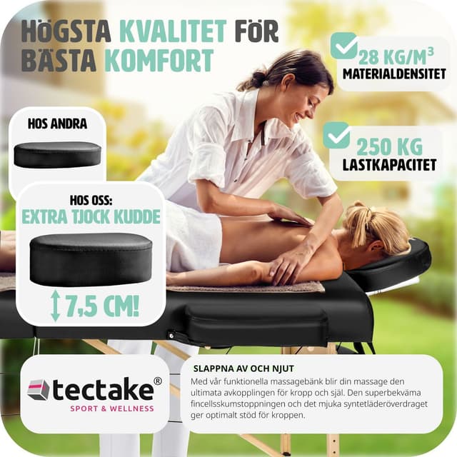 Massagebriks med 2 zoner, 7,5cm polstring + ruller