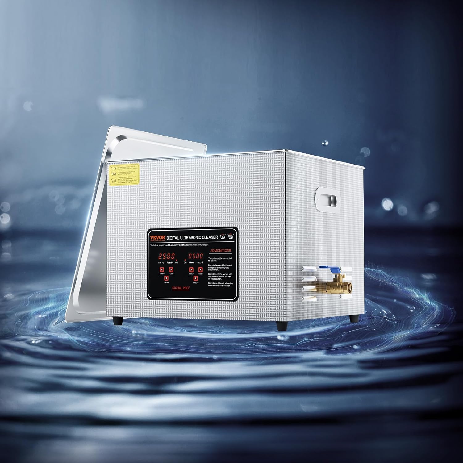 VEVOR Ultraschallreiniger 15 L professionelle 360 W Reinigungsmaschine mit Timer & Heizung, digitaler 40 kHz Ultraschallreiniger mit Korb für Uhrgläser Schmuckhalter Industrieteile Werkzeuge Silber