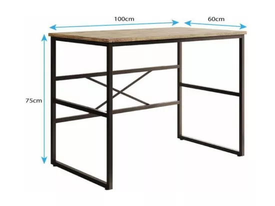 Bureau pour Chambre Bureau en Pin Atlantique et Acier avec 100x60x75cm Factory M