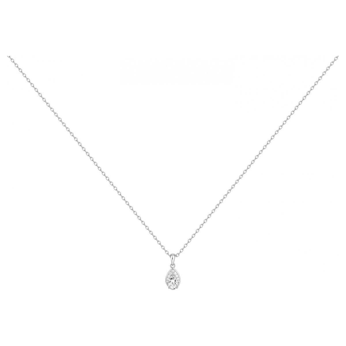 Collier mono-motif en Argent avec oxyde de zirconium blanc
