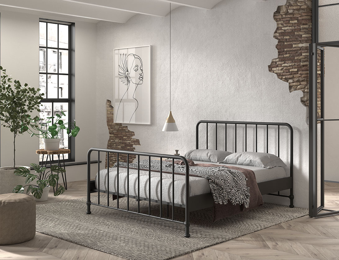 Metallbett BRONXX - schwarz matt - 160x200 cm