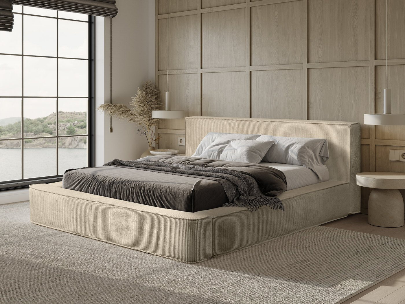 Trae Mobler Harmon 180 x 200 cm Gestoffeerd Bed Beige