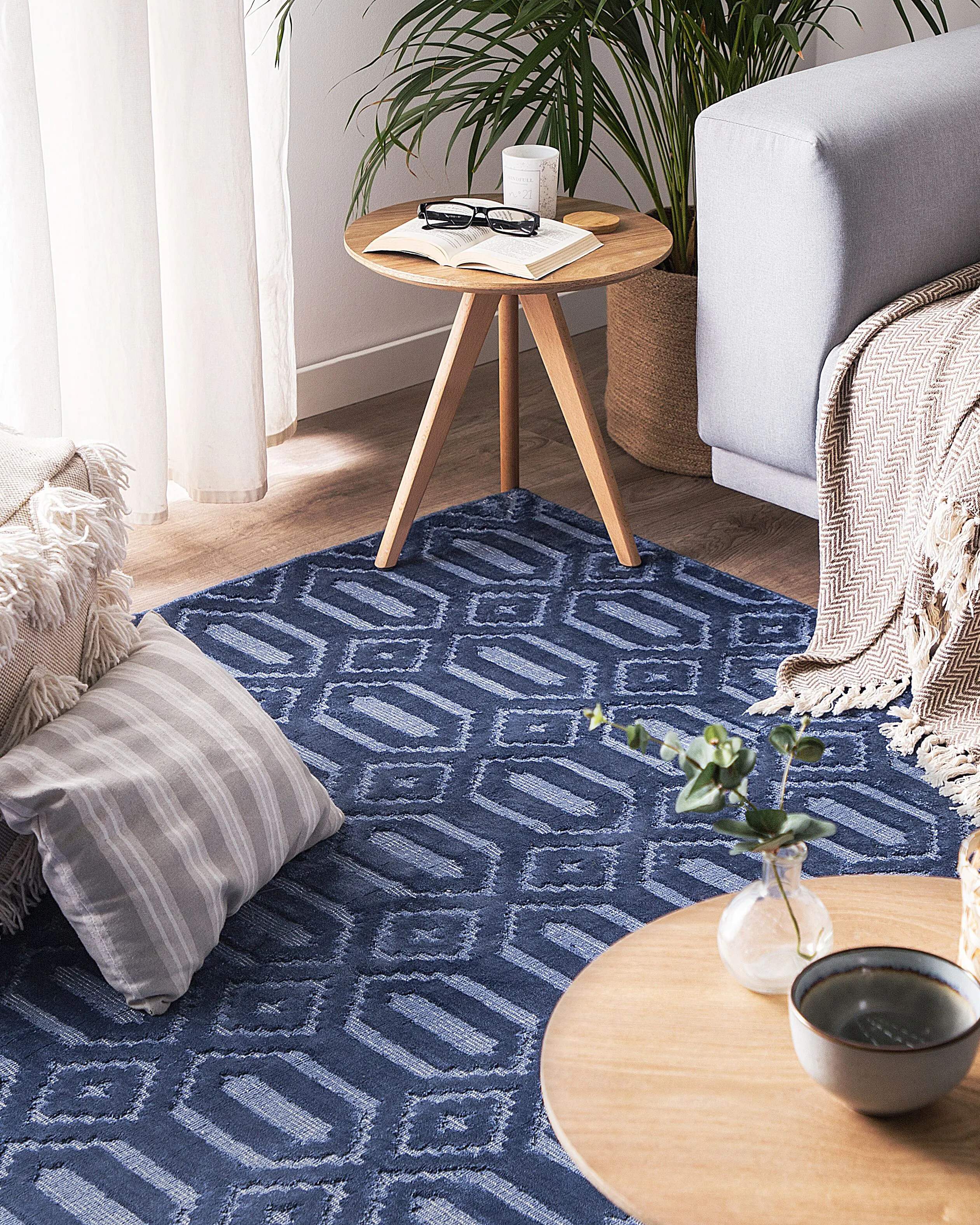 Vloerkleed ADATEPE Marineblauw 160 x 230 cm Viscose