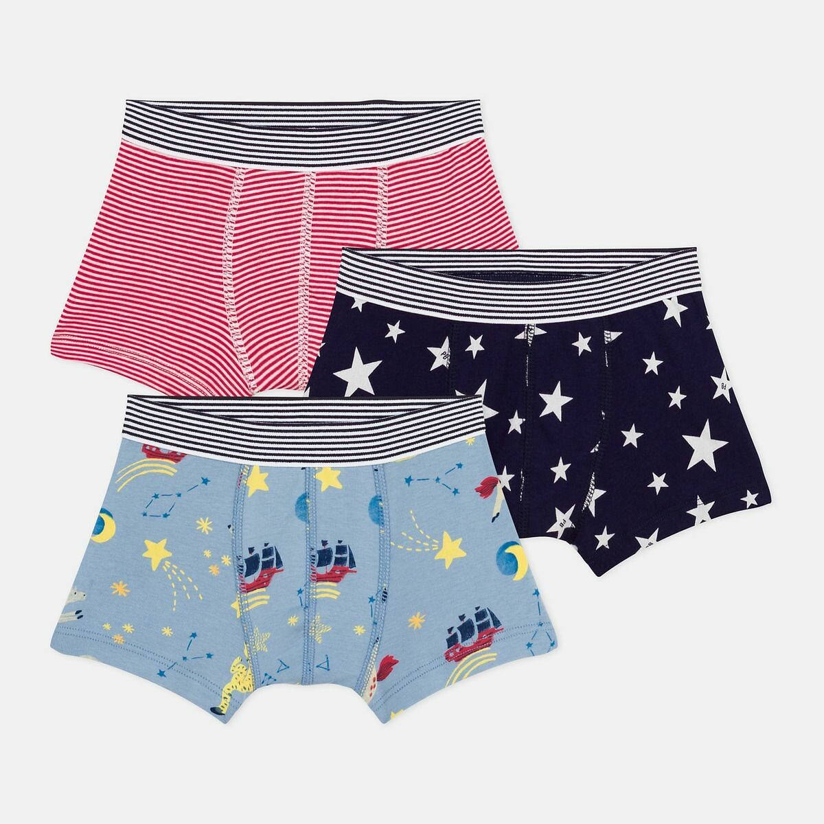 PETIT BATEAU<br>Conjunto de 3 boxers de algodão