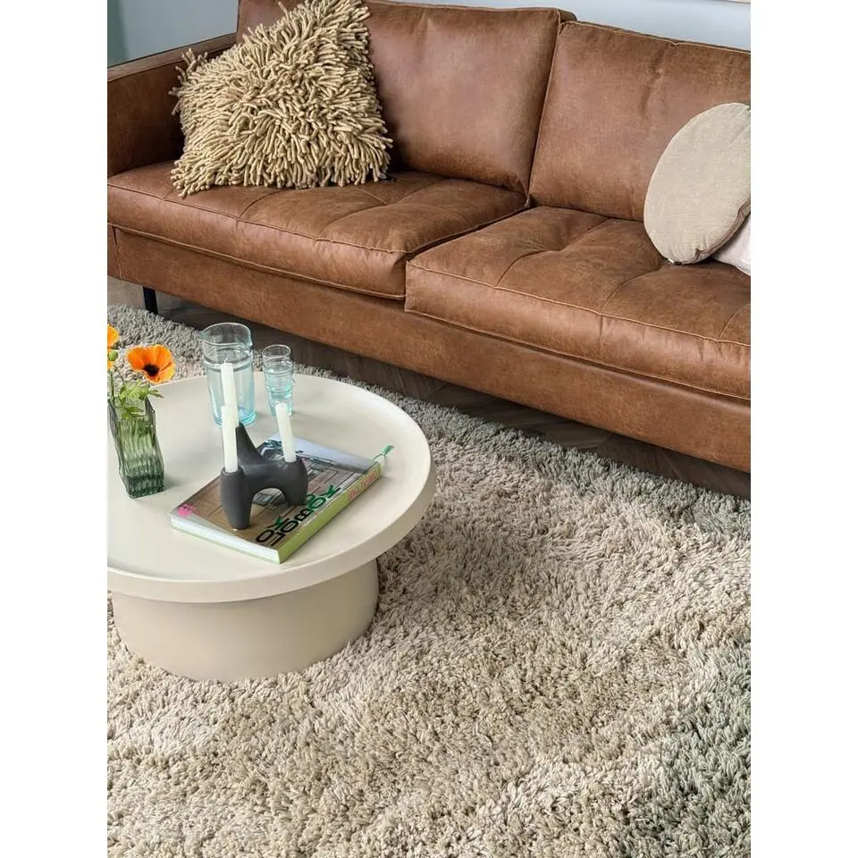 Interieur05 hoogpolig vloerkleed polyester Pilo groen/beige - 340 x 240 cm