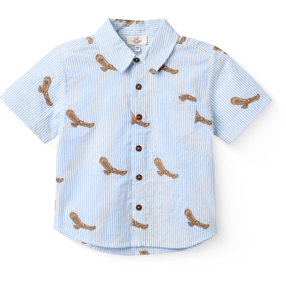 Køb COPENHAGEN COLORS Sky Blue W Cream Stripe Seersucker Skjorte W. Emb