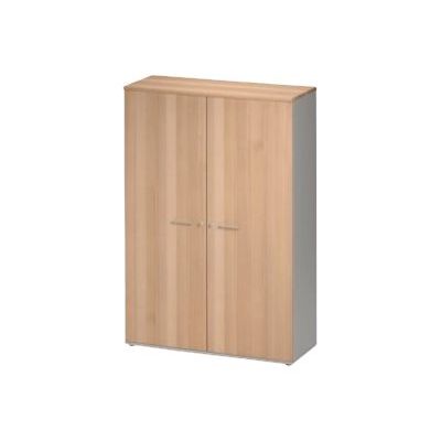 Armoire haute JAZZ+ - L120 x H183 x P48 - 2 portes - 4 étagères - Hêtre ambré