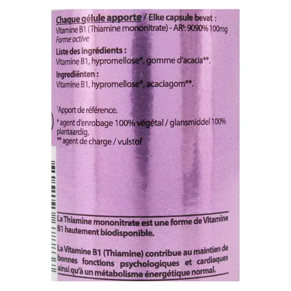 Vit'all+ Vitamina B1 100mg 100 cápsulas vegetais