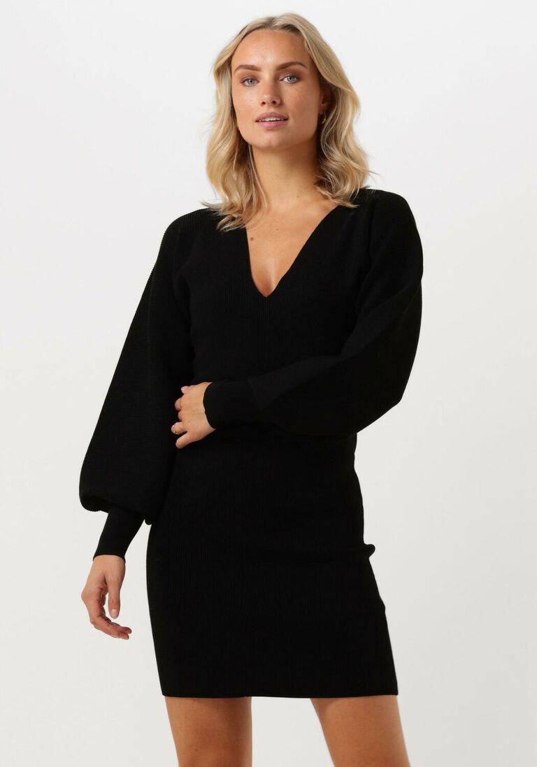 FREEBIRD zwarte freebird mini jurk knit-dense-vis-23-2