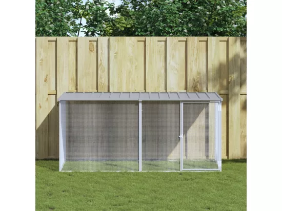 Poulailler avec toit gris clair 203x98x90 cm acier galvanisé