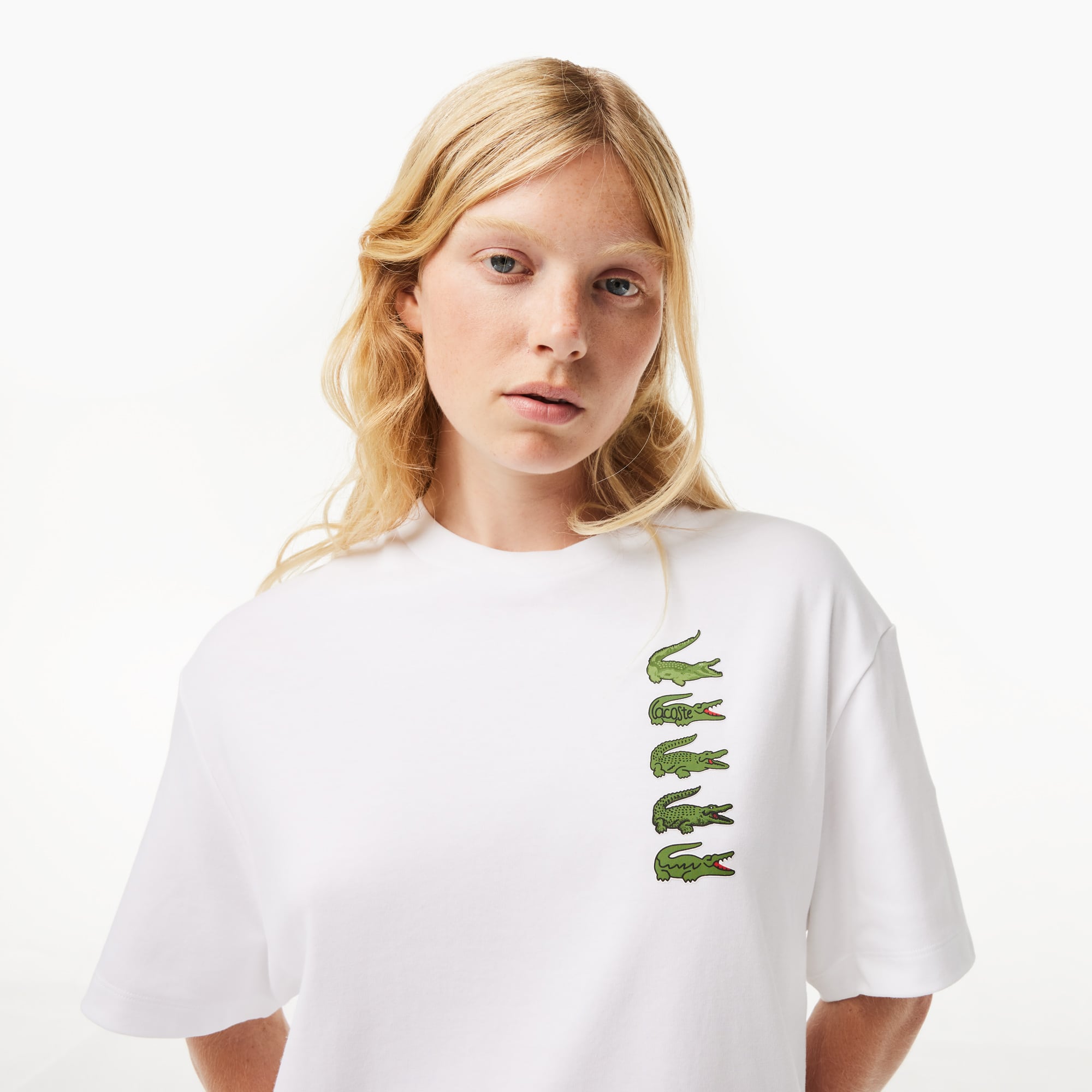 T-shirt oversize imprimé crocodiles iconiques T-Shirts - Blanc - Lacoste - Femme