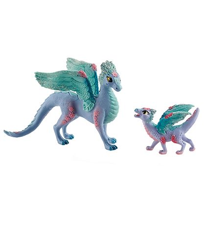 Schleich Bayala - H:11,5 cm - Blåmsterdragemor & Unge 70592