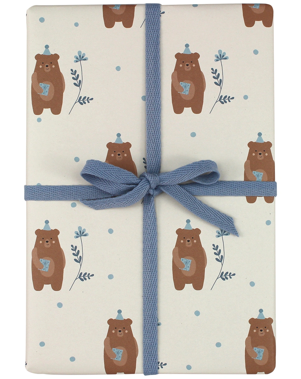 Geschenkpapier PARTYBÄREN (50x70 cm) 3er-Set in blau