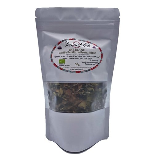 Thé blanc bio vanille-fleurs-safran,50g