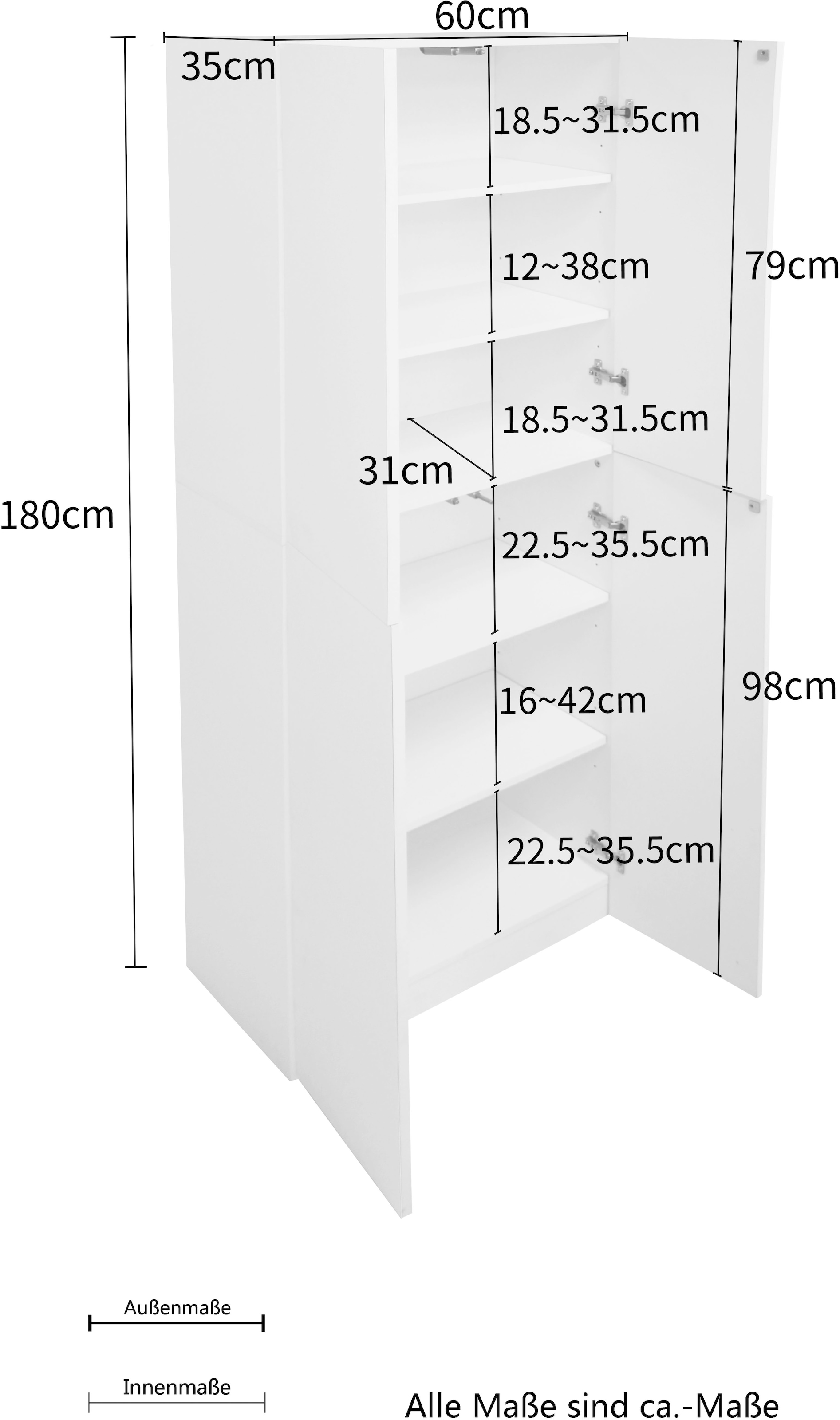 INOSIGN Aktenschrank »Jarvie« Mehrzweckschrank, Push-to-open, 5 verstellbare Einlegeböden, 60x180 cm