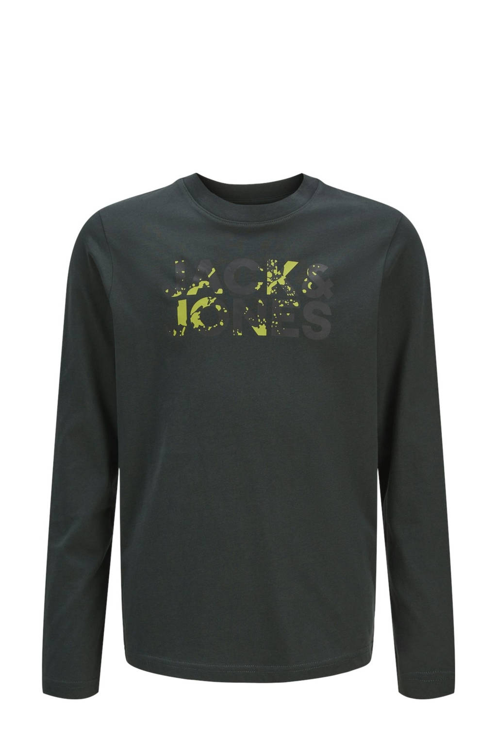 JACK & JONES longsleeve JJSTYD CORP SPLASH met logo donkergroen