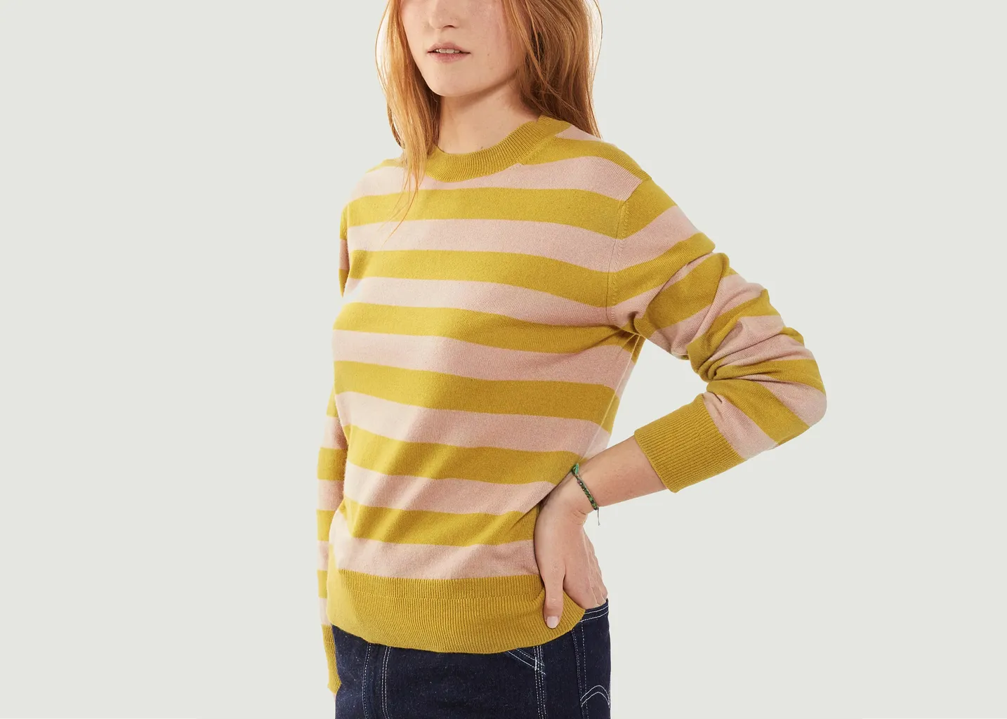 Pull Col Rond à Rayures Tricot