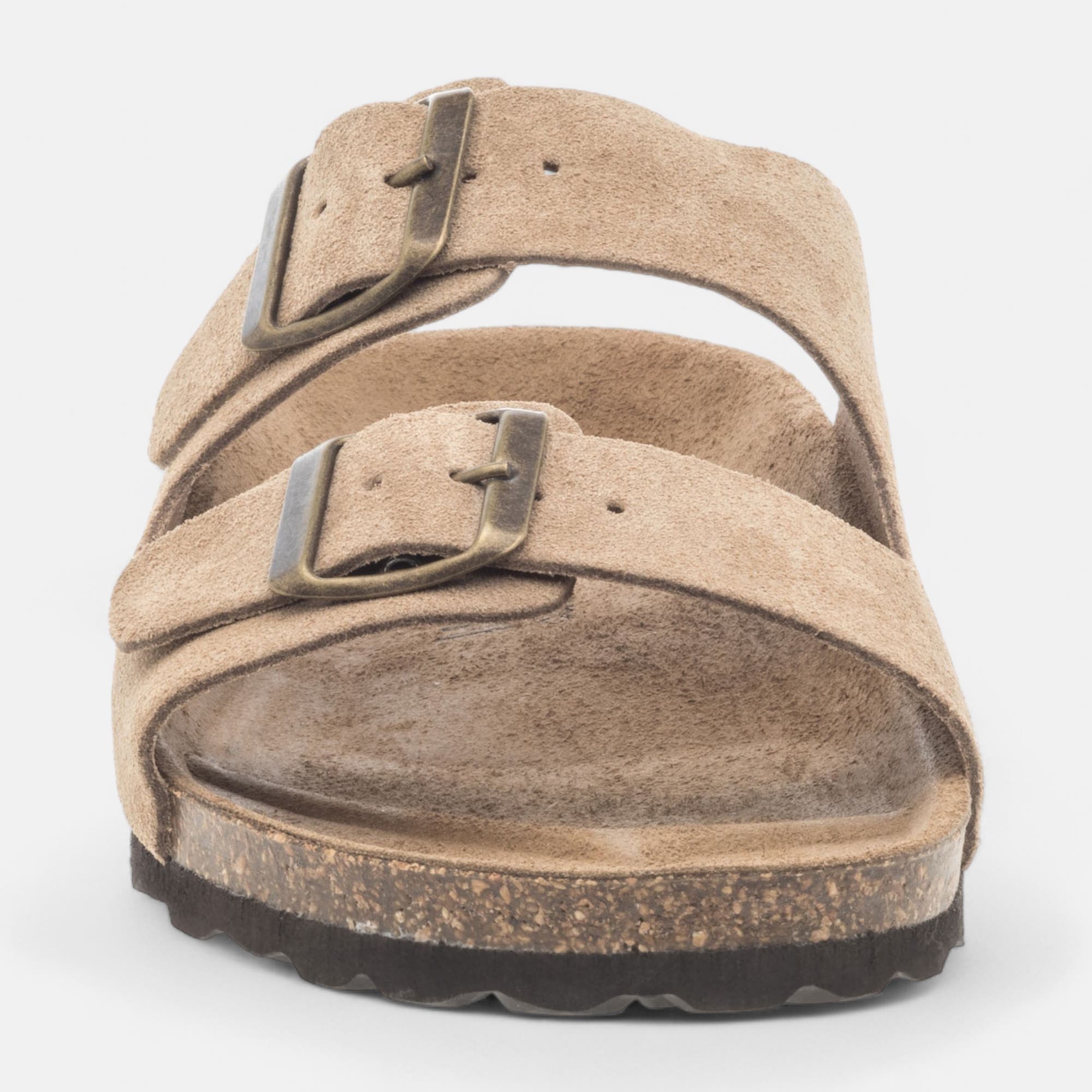 Mules semelle liège Homme en cuir beige