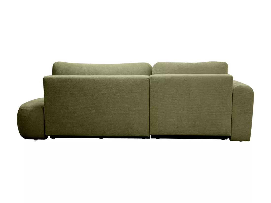 Canapé d'angle gauche convertible en tissu texturé vert kaki BROCARO de Maison Céphy