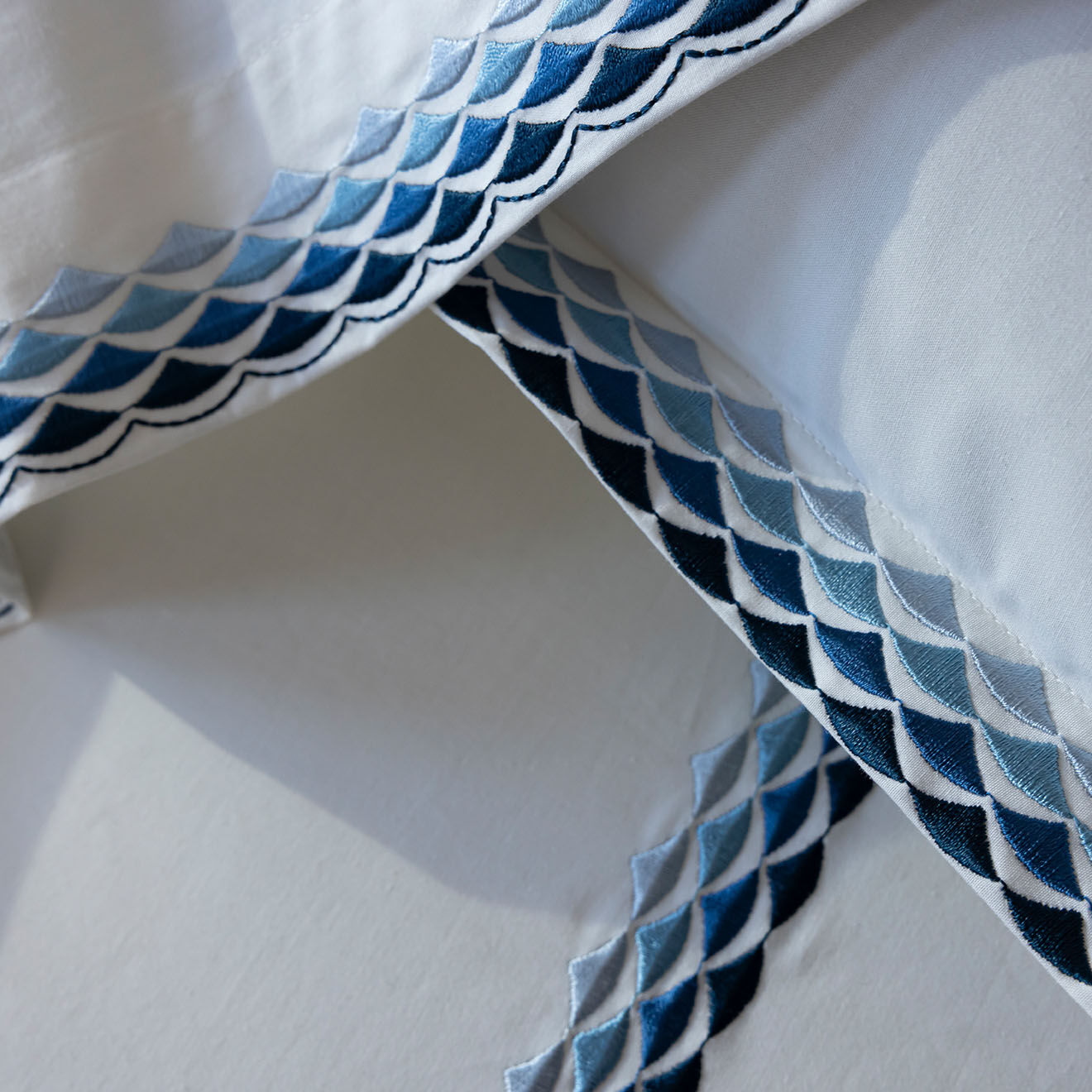 Perle de Coton Taie d'oreiller en Percale de Coton Alcott blanc/bleu