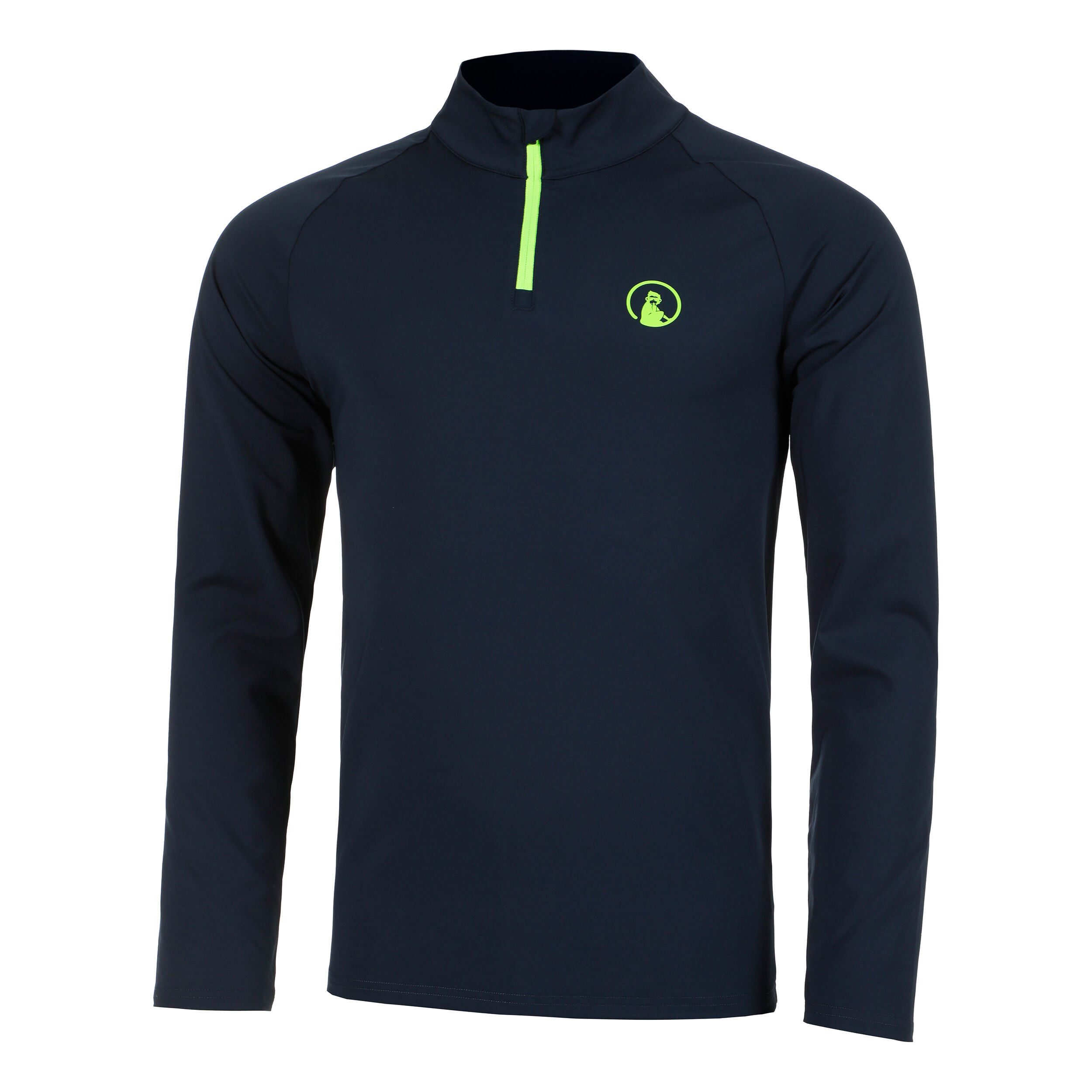 Quiet Please Wild Big Serve 1/4 Zip Haut Manches Longues Hommes - Bleu Foncé , Vert Fluo