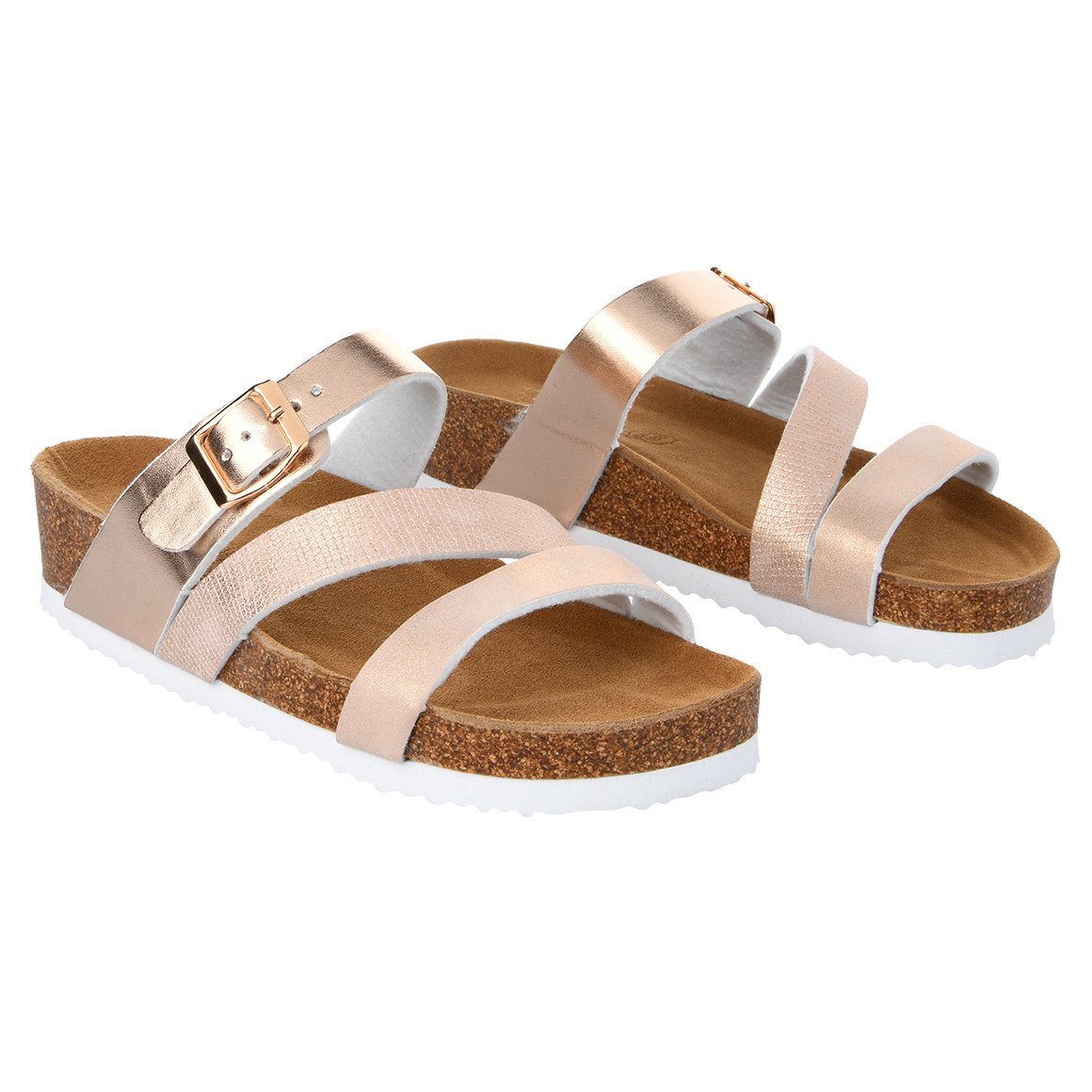Gina Benotti Damen Sandalen mit drei Riemen rosa