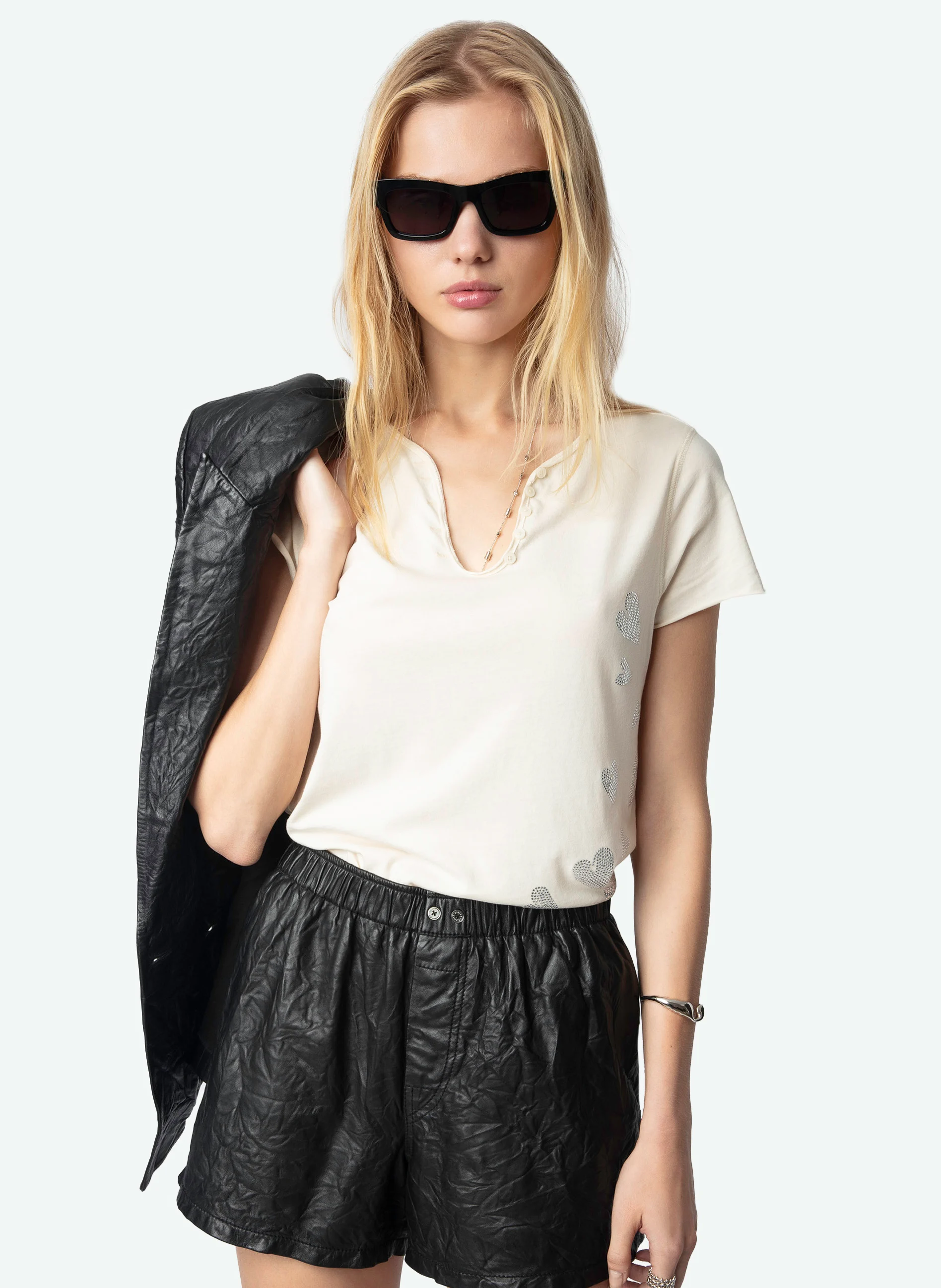 Tee-shirt tunisien brodé en coton | Blanc