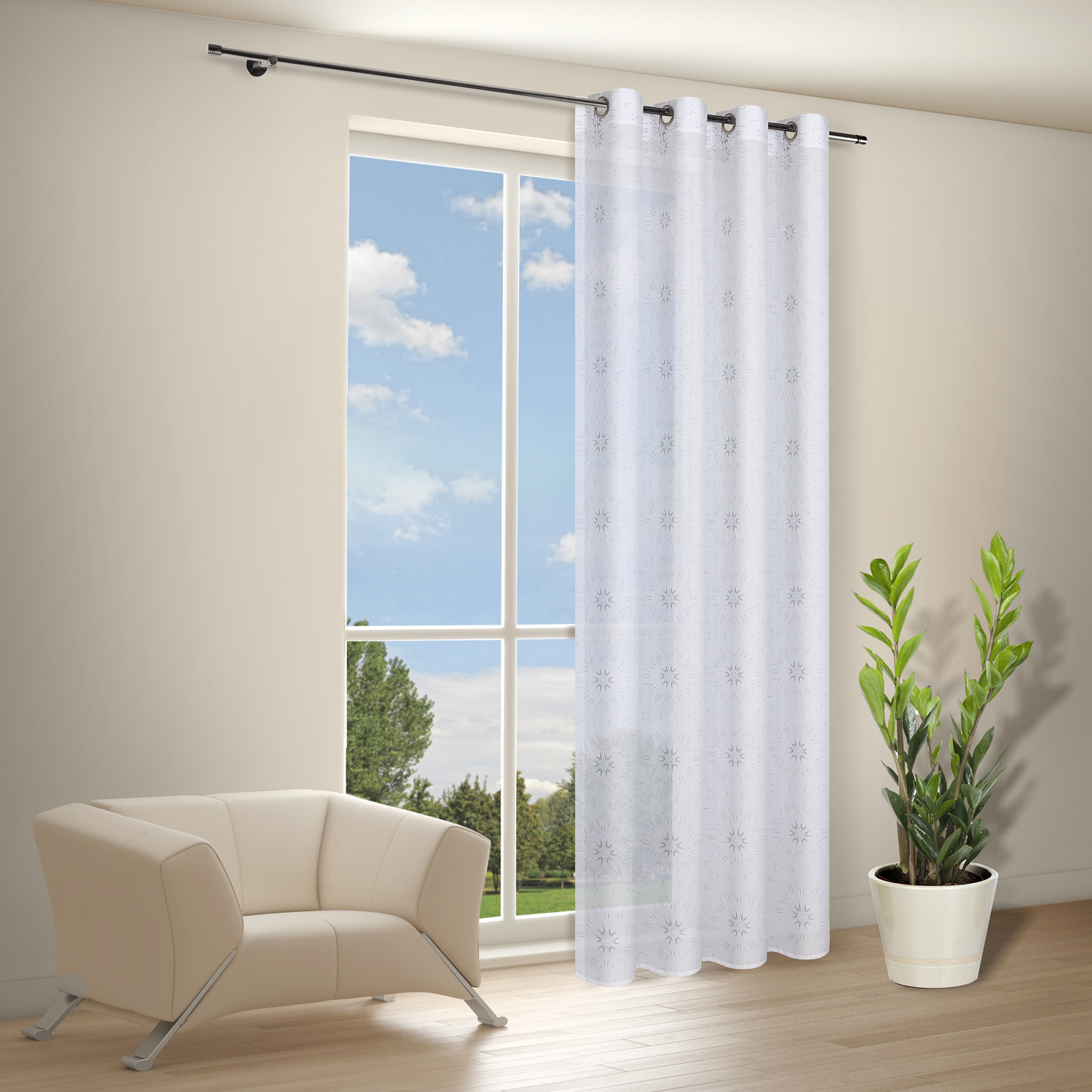 Ösenschal - weiß-silber - 140x235cm