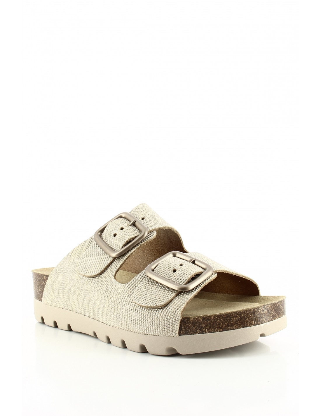 plakton Mules Femme Memory Square Cuir Doré