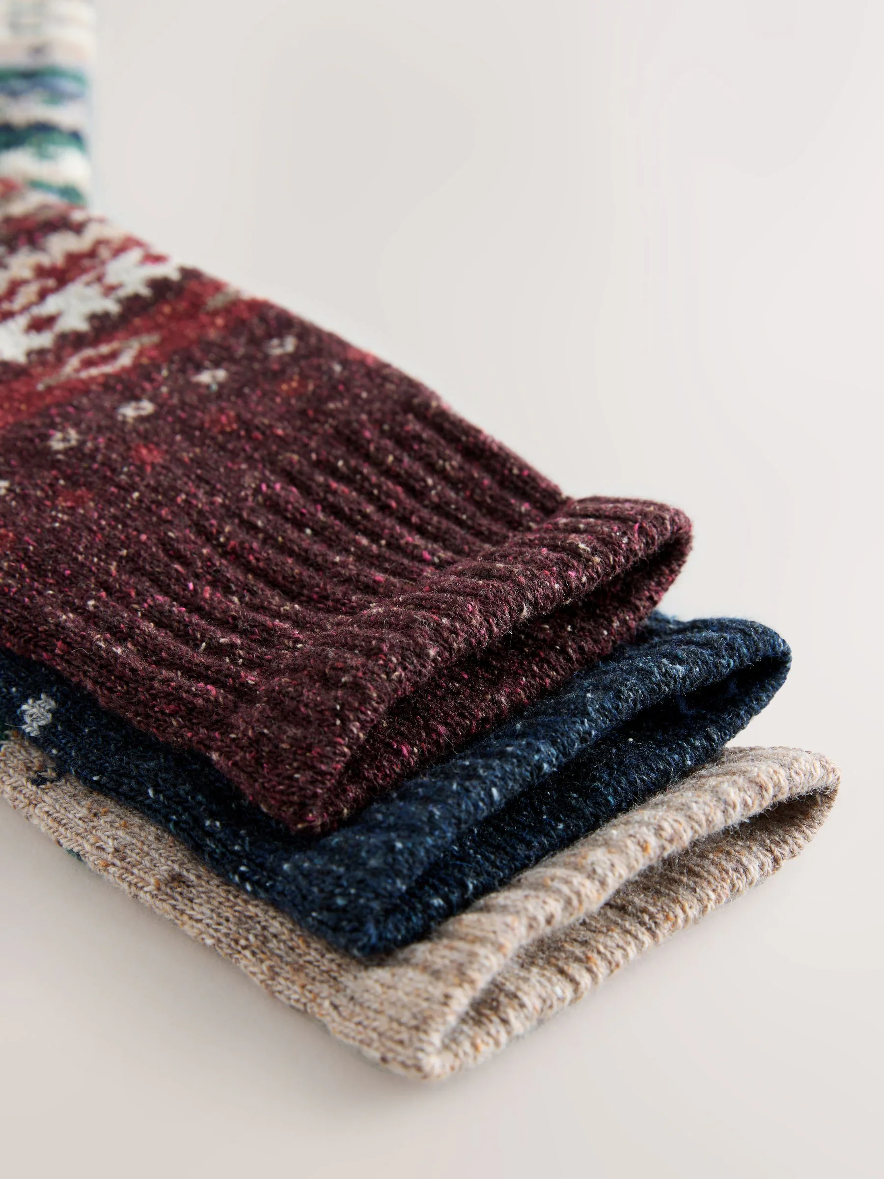 Blauw/naturel/rood met fairislemotief - Signature Thermal Wool Blend Socks 3 Pack