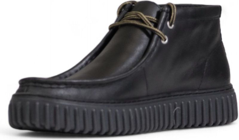 Casual Schoenen - Zwart - Leer - Vetersluiting - Plateau Hak
