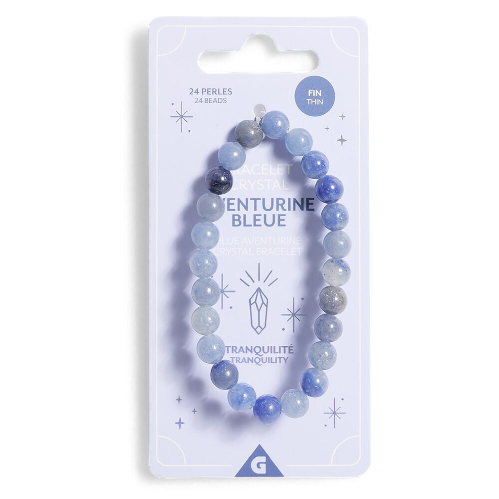 Bracelet crystal fin 24 perles aventurine bleu - Tranquilité