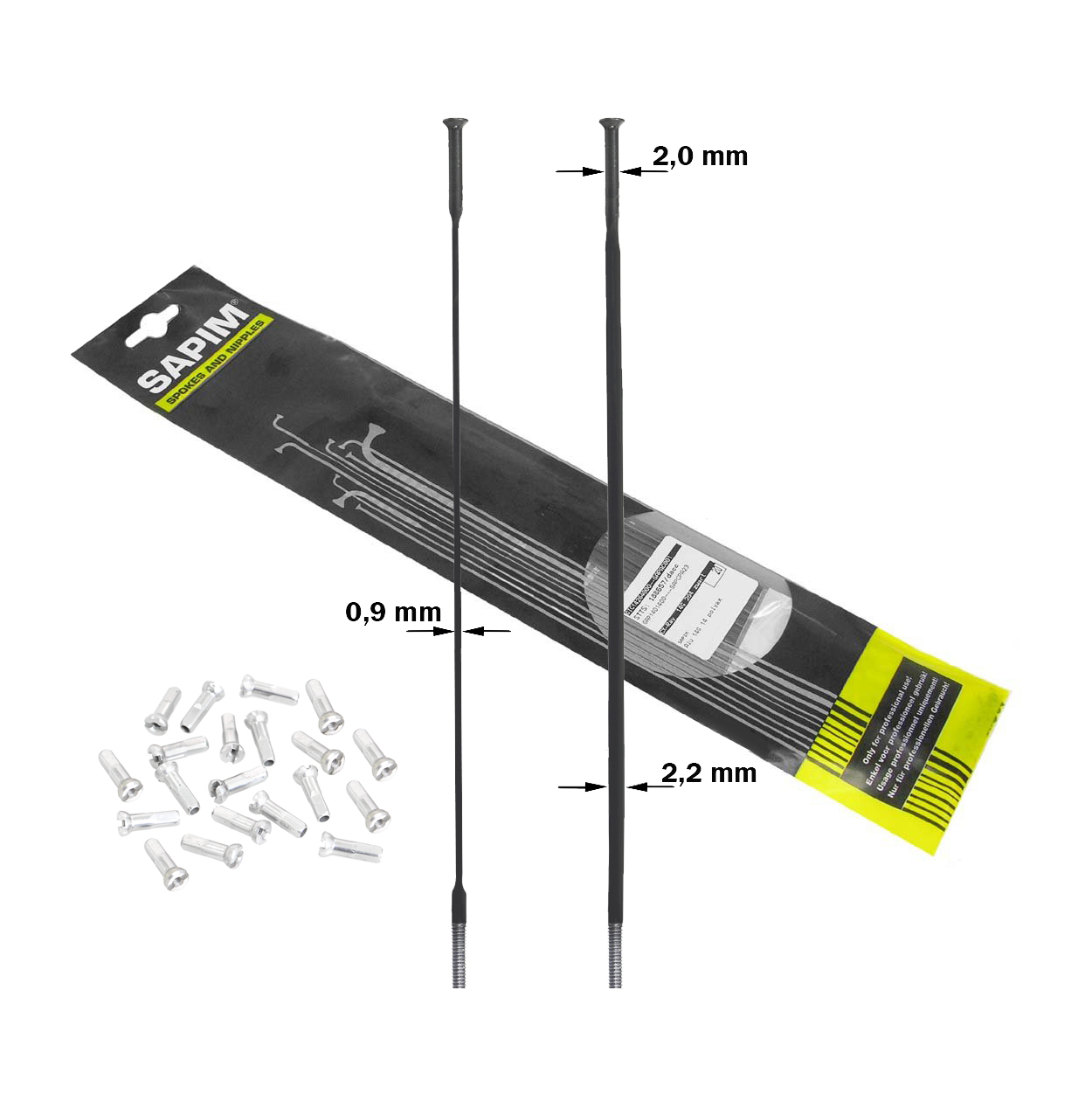 Sapim CX-Ray Straightpull 294mm sorte eger med nipler 20stk