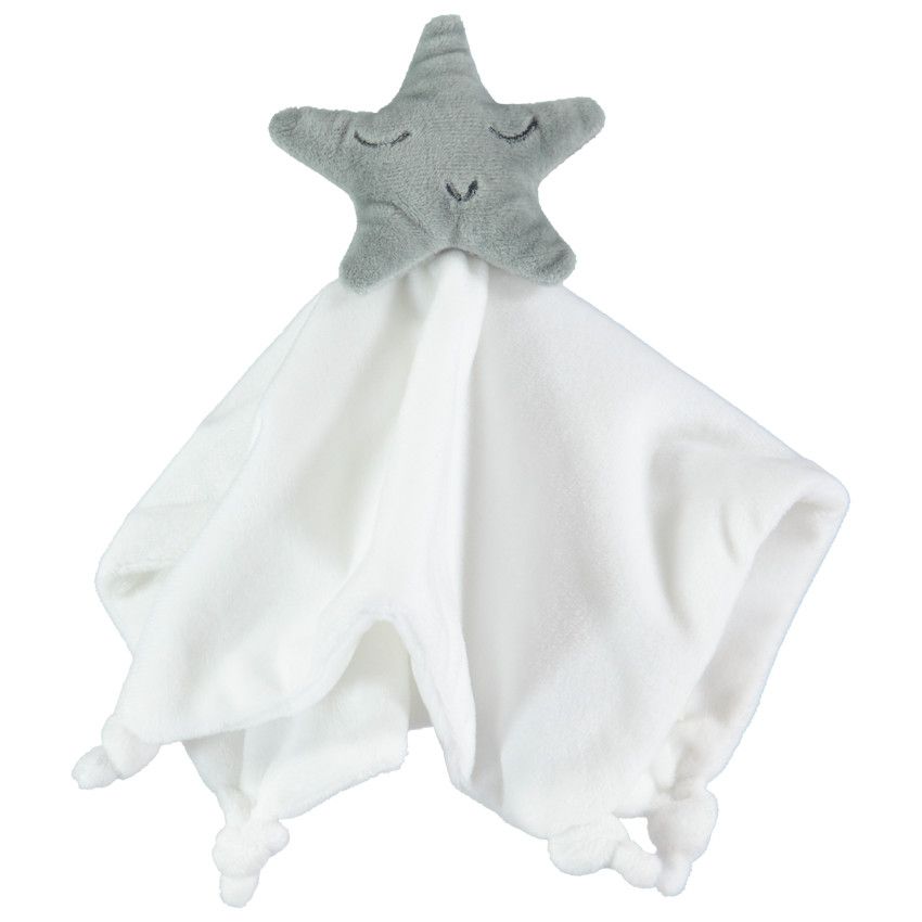 Doudou plat étoile en velours - Blanc