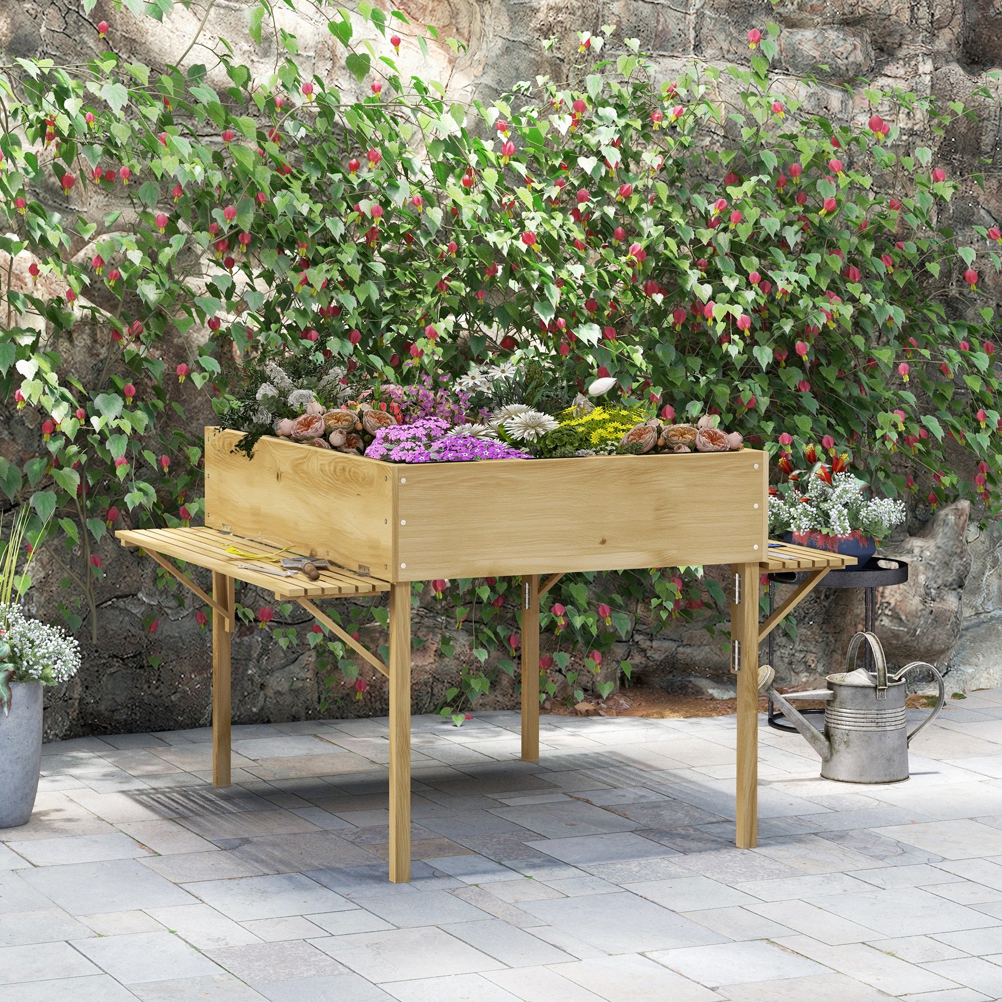 Mesa de cultivo Outsunny em madeira natural