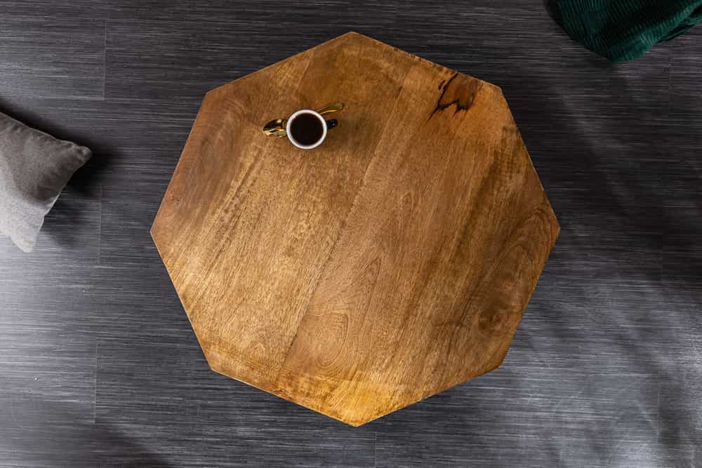 Design Couchtisch DIAMOND 70cm natur Mangoholz massiv messing Eisengestell
