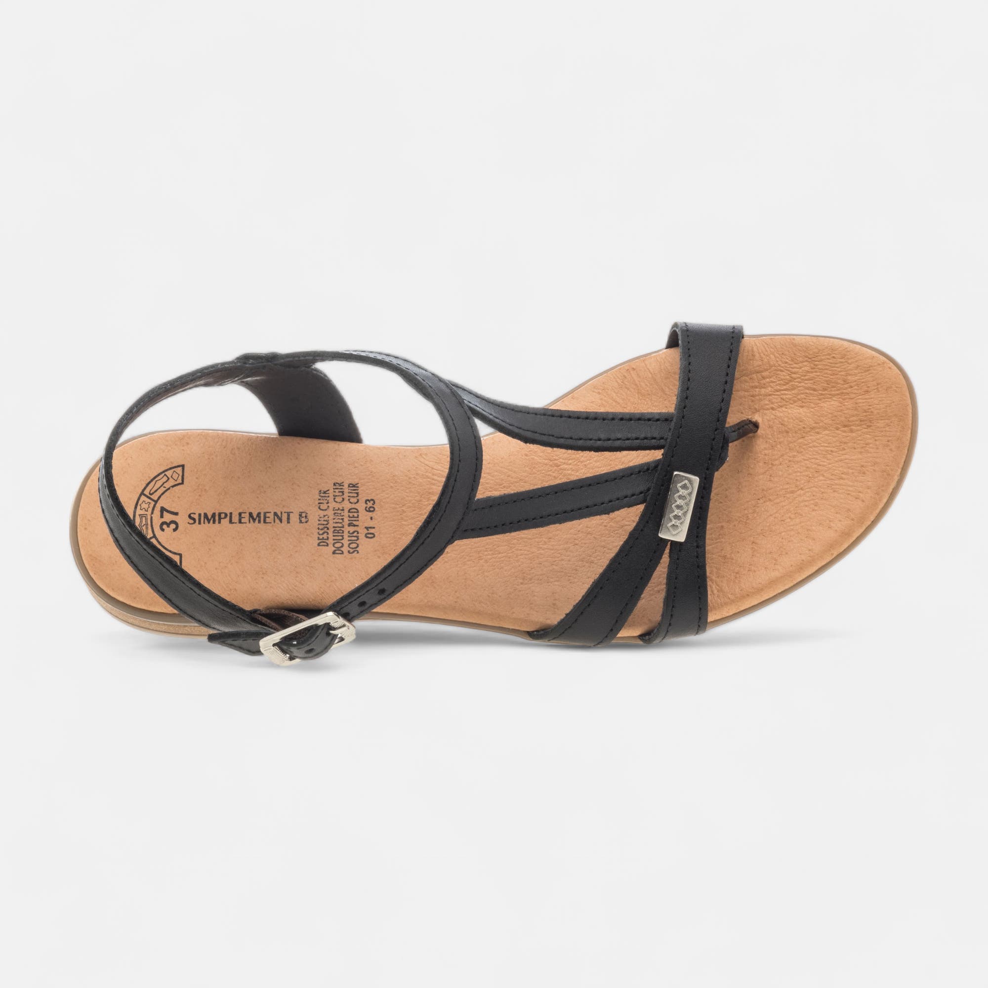 Sandales Femme en cuir noir