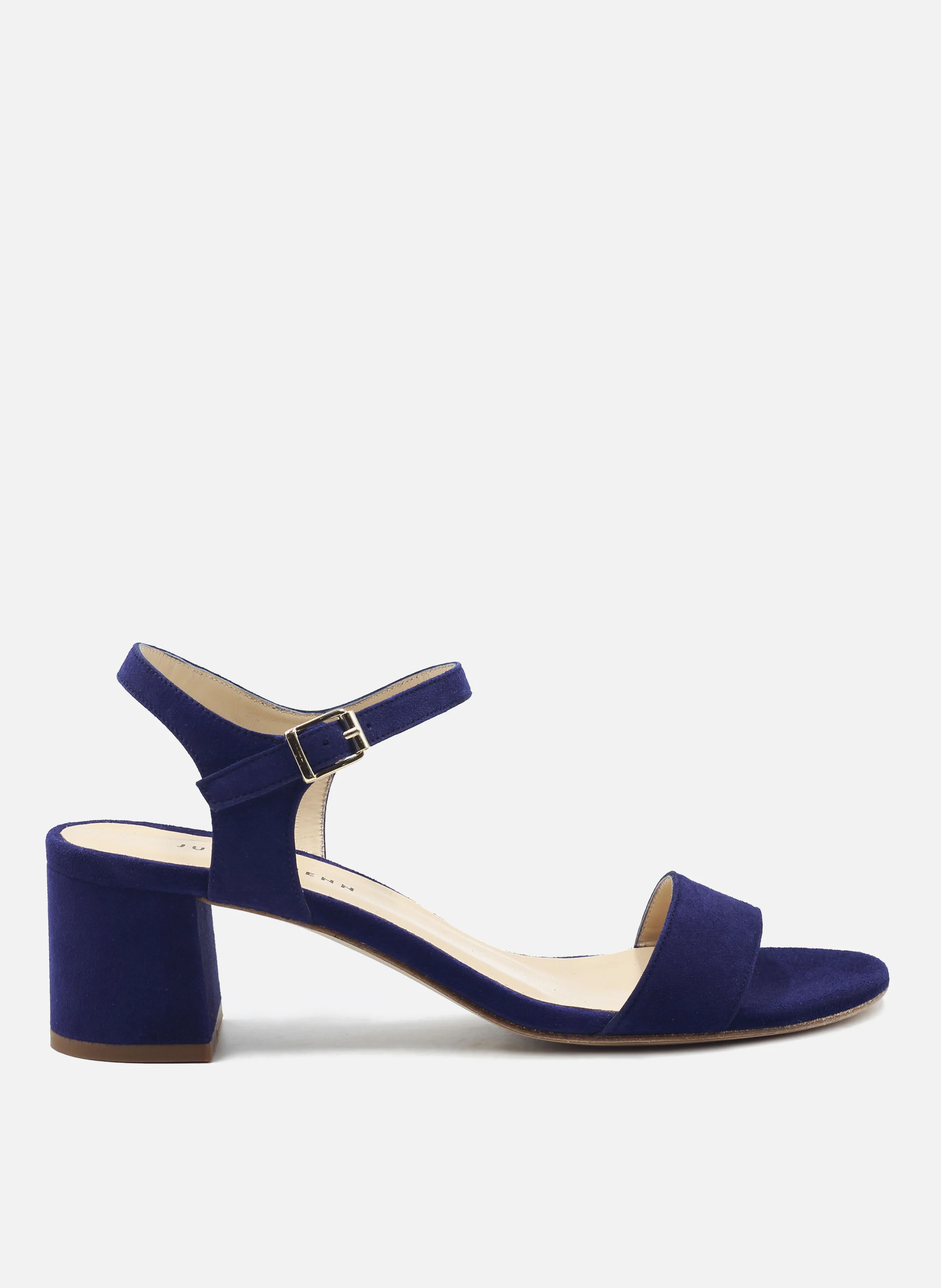 Sandales moyen talon cuir daim | Bleu