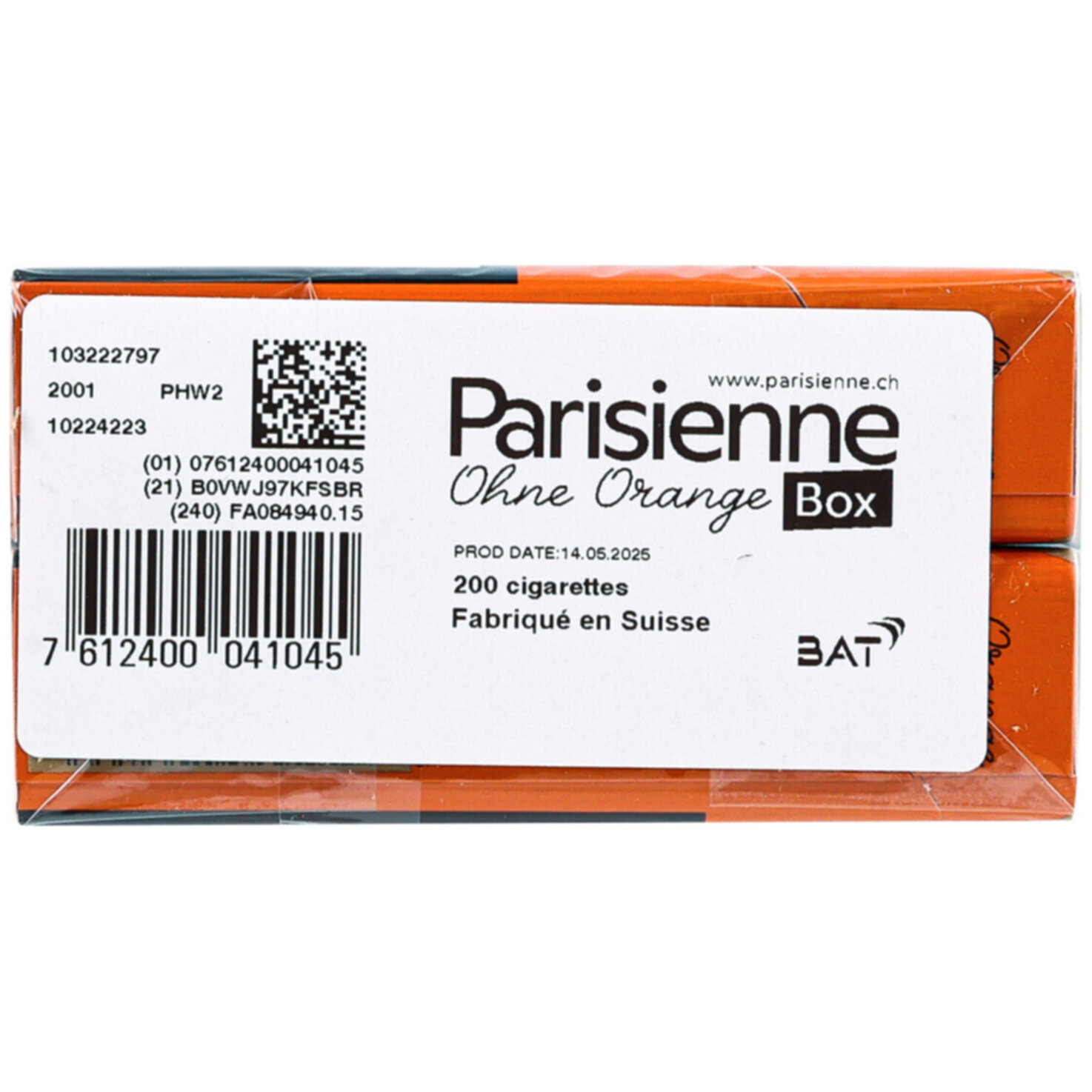 Parisienne Zigaretten Orange Ohne Box Stange